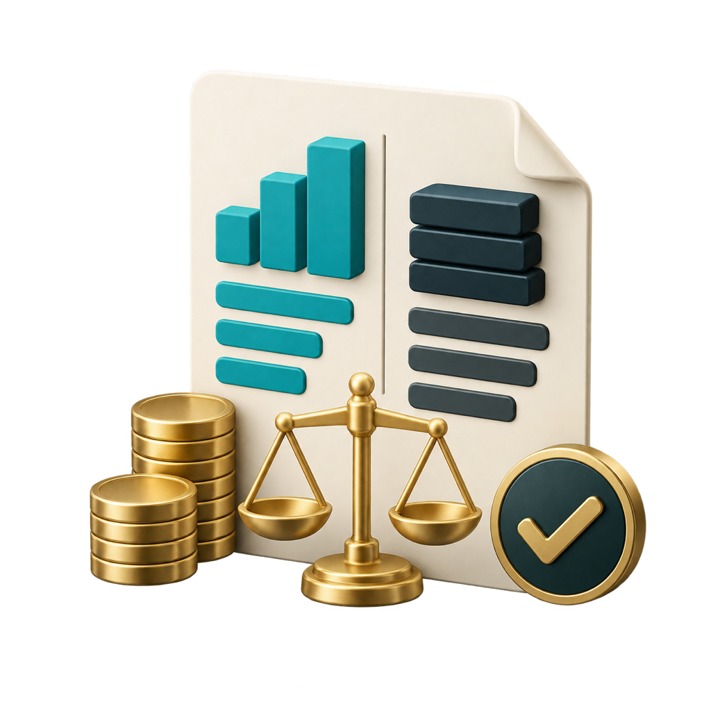 Dimensional financial position ledger with asset and liability markers